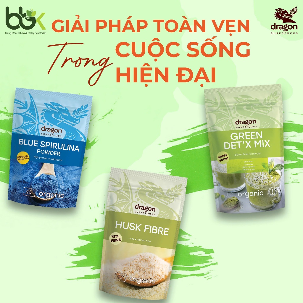 Bột tảo xoắn xanh Blue Spirulina hữu cơ Dragon Superfoods active phycocyanin