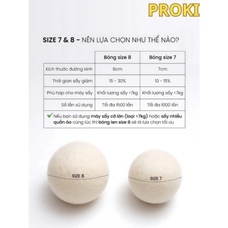 Bóng Sấy Len Cừu PROKI Mềm Vải, Sấy Khô Nhanh, Giảm Tĩnh Điện, Khử Mùi Hiệu Quả, Tái Sử Dụng