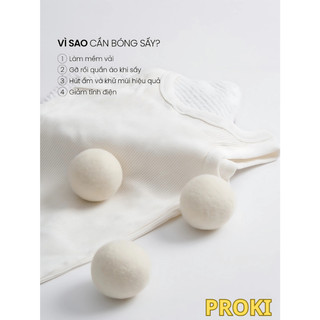 Bóng Sấy Len Cừu PROKI Mềm Vải, Sấy Khô Nhanh, Giảm Tĩnh Điện, Khử Mùi Hiệu Quả, Tái Sử Dụng