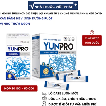Men vi sinh Yunpro DHG Vị Nho bổ sung lợi khuẩn bổ sung lợi khuẩn, tăng cường hệ vi sinh đường ruột