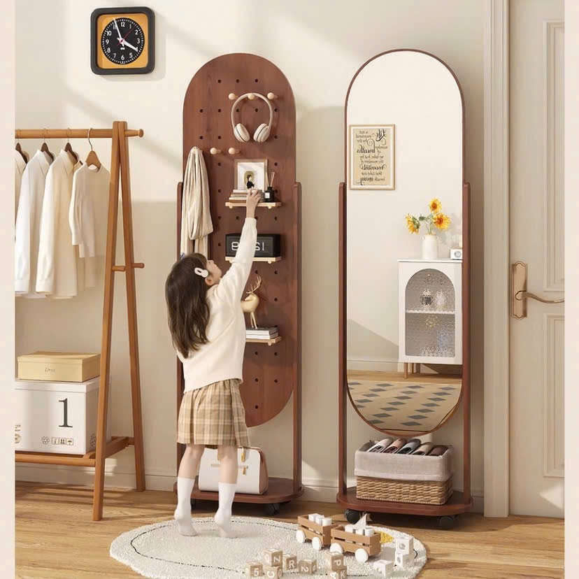 Ảnh Gương Kệ Soi Toàn Thân Khung Gỗ có bánh xe Vuadecor kích thước 45x170cm 2