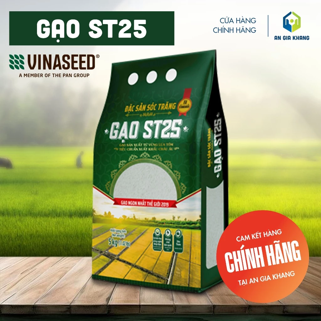 ST25 - Gạo ST25 Vinaseed - Gạo Ngon Nhất Thế Giới 2019 - Túi 5kg - An Gia Khang Food