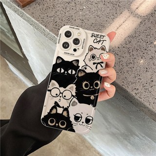 Ốp Lưng iPhone Sweet Cat Cạnh Vuông, Chống Sốc, Bảo Vệ Camera - iP 6/6s/7/8/Plus/X/XS/XR/11/12/13/14/15/16/Pro/Max/Mini