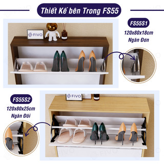 [Freeship HCM] Tủ Giày Gỗ Cánh Lật Thông Minh FIVO FS55 Gỗ Chống Ẩm, Tiết Kiệm Không Gian, Dễ Dàng Lắp Đặt