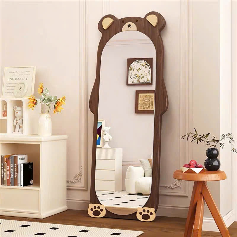 Ảnh Gương toàn thân khung gỗ màu nâu Hình Chú Gấu Mẫu 1 VUADECOR kích thước 60x160cm 3