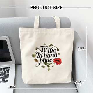 Túi Tote họa tiết câu nói hài hước slogan chế vui nhộn túi vải canvas phong cách đi chơi thời trang đựng đồ tota075