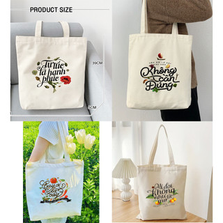 Túi Tote họa tiết câu nói hài hước slogan chế vui nhộn túi vải canvas phong cách đi chơi thời trang đựng đồ tota075