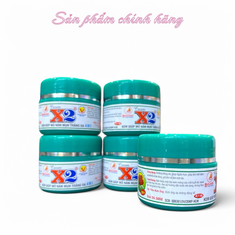 Kem X2 Hủ Trần Màu Xanh Giúp Mờ Nám Mụn Trắng Da 4in1 10gram Chính Hãng