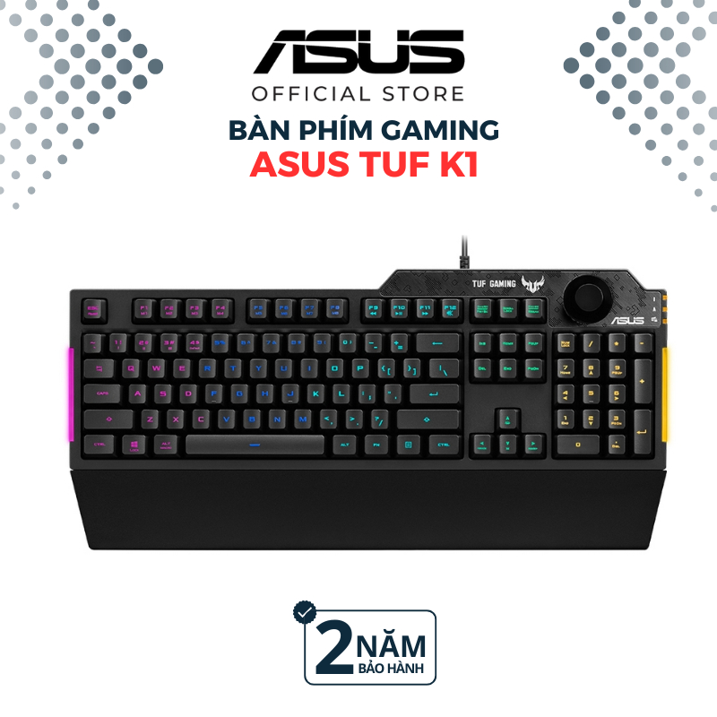 Ảnh Bàn phím cơ quang gaming TUF GAMING K1 90MP01X0-BKUA00 Aura Sync Đệm tay tháo rời Chống nước 300 ml 1