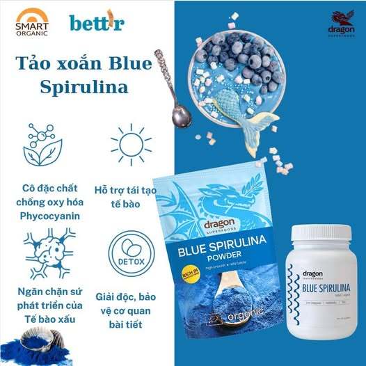 Viên tảo hữu cơ Spirulina/ Chlorella/ Blue Spirulina tablets Dragon Superfoods/ Micro Ingredients