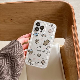 Ốp Lưng iPhone Gấu Xám Viền Thẳng Chống Sốc, Trong Suốt Bảo Vệ Camera iP 7/8/X/XS/11/12/13/14/15/16/17/Plus/Pro/Max/Air