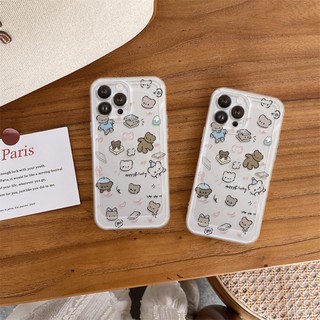 Ốp Lưng iPhone Gấu Xám Viền Thẳng Chống Sốc, Trong Suốt Bảo Vệ Camera iP 7/8/X/XS/11/12/13/14/15/16/17/Plus/Pro/Max/Air
