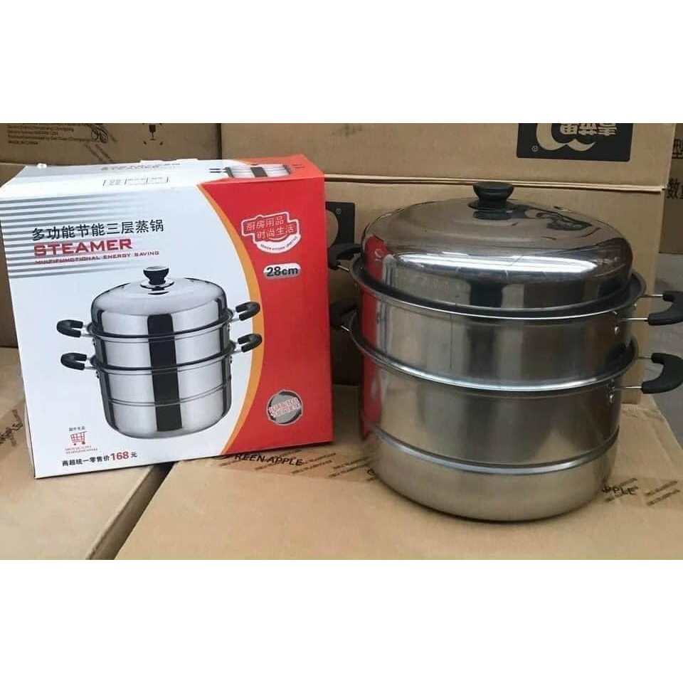NỒI HẤP INOX 2 TẦNG, 3 TẦNG SIZE 28CM SIÊU TIỆN LỢI