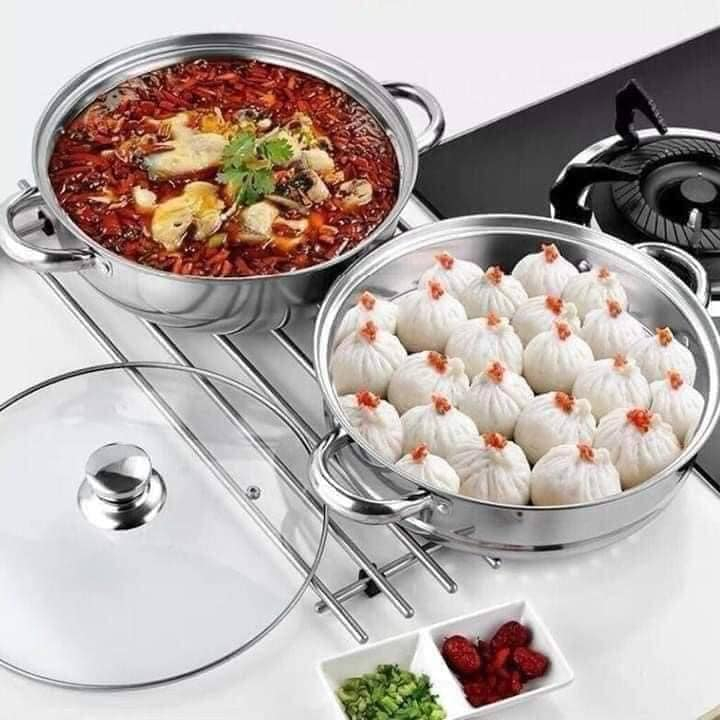NỒI HẤP INOX 2 TẦNG, 3 TẦNG SIZE 28CM SIÊU TIỆN LỢI