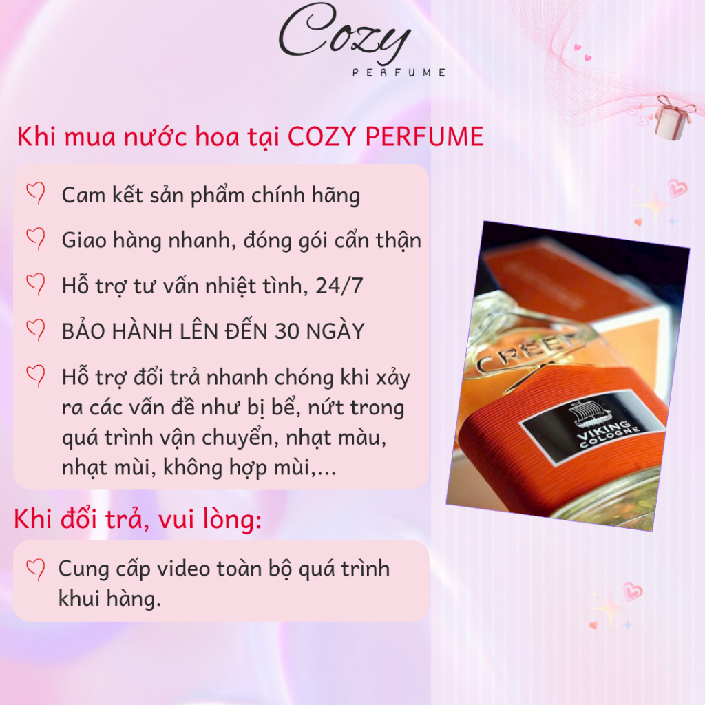 Nước hoa nam Creed Viking Cologne EDP Chiết 5ml/10ml Hương thơm Hấp dẫn, Phóng khoáng - Cozy Perfume