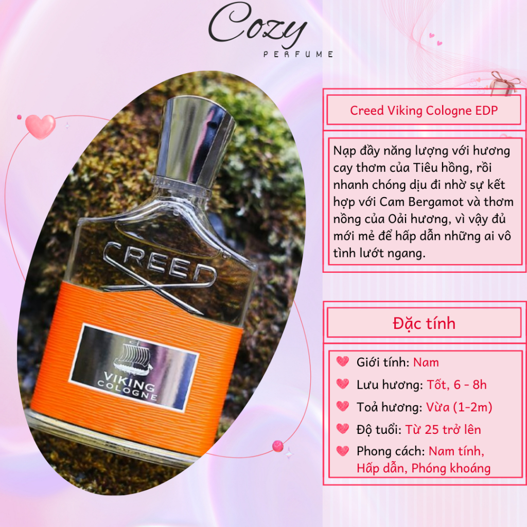 Nước hoa nam Creed Viking Cologne EDP Chiết 5ml/10ml Hương thơm Hấp dẫn, Phóng khoáng - Cozy Perfume