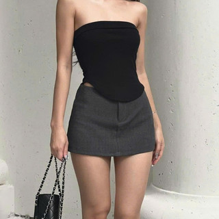 Chân Váy chữ A cạp trễ mini skirt 2 lớp váy ngắn trơn/ chấm bi 28cm siêu slay sexy vải suit dày