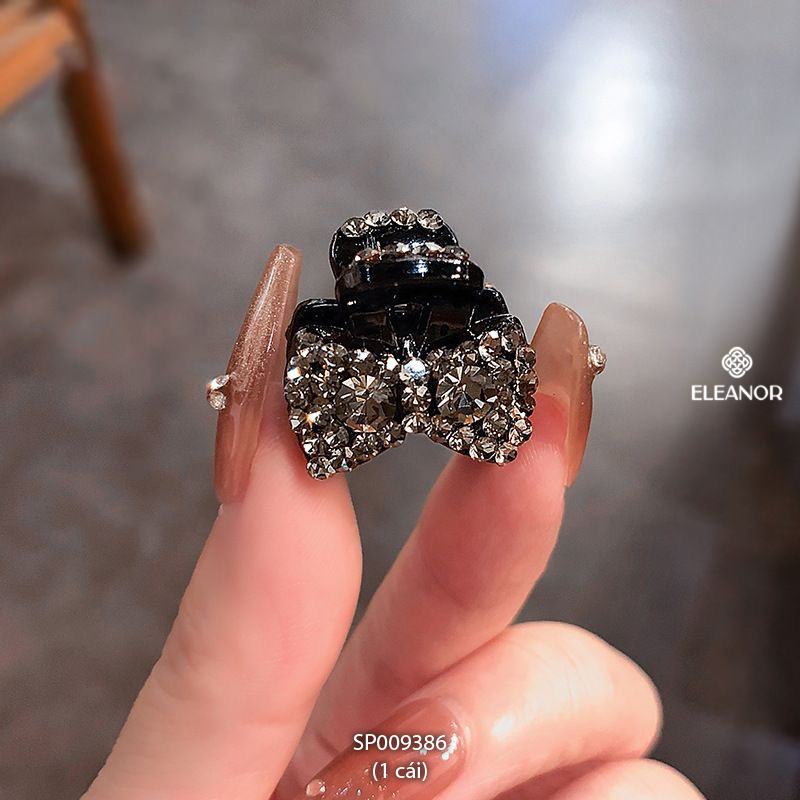 Kẹp tóc nữ càng cua Eleanor Accessories hình nơ đính đá phụ kiện tóc kẹp tóc mái mini 9386