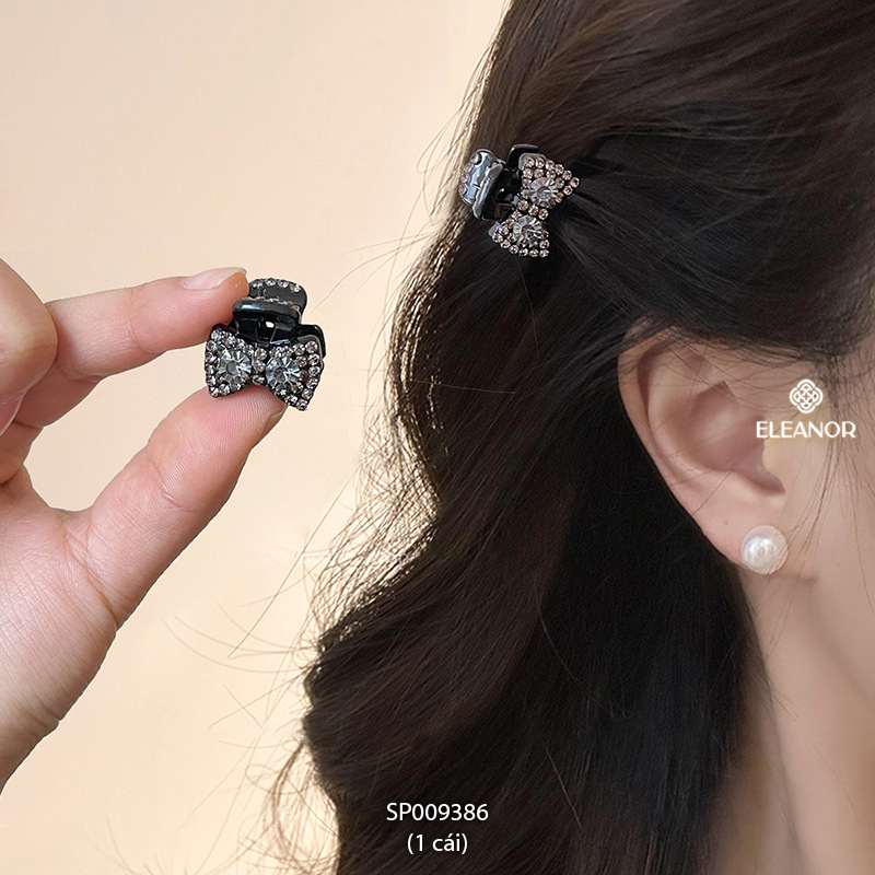 Kẹp tóc nữ càng cua Eleanor Accessories hình nơ đính đá phụ kiện tóc kẹp tóc mái mini 9386