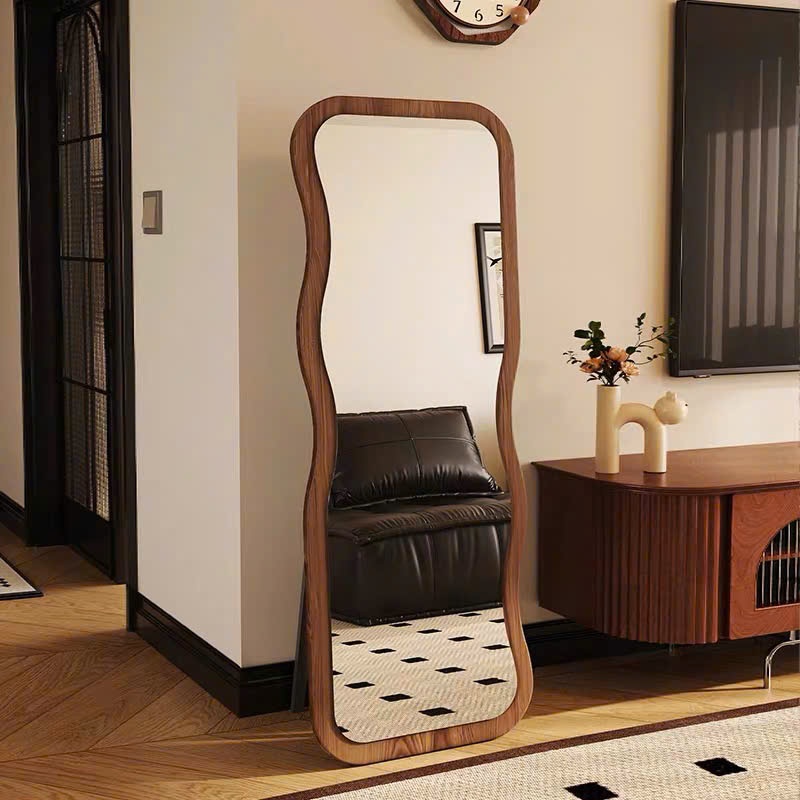 Ảnh Gương toàn thân khung gỗ màu nâu Hình Sóng Mẫu 1 VUADECOR kích thước 60x160cm 2