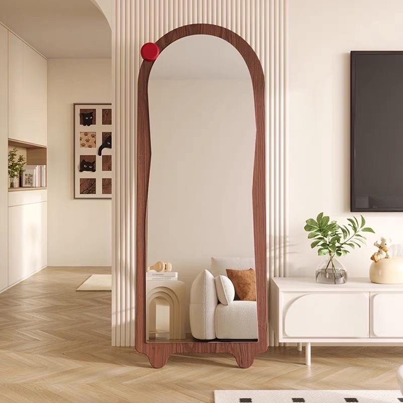 Ảnh Gương toàn thân khung gỗ màu nâu Hình Sóng Mẫu 3 VUADECOR kích thước 60x160cm 1