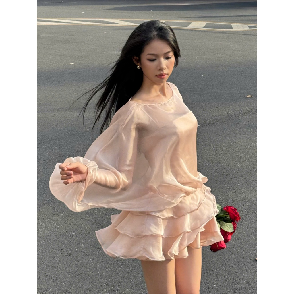 Ảnh Đầm Bí Tay Phồng Cánh Dơi Xòe Tầng Siêu Dễ Thương (Có Quần Bảo Hộ) - DREA DRESS - GOÛT DE JUN 3