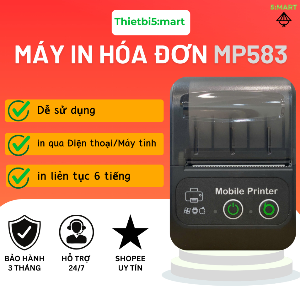 Máy in Bluetooth cầm tay, không dây Pt280 (MP583) khổ 57,58 (Giá sỉ ...