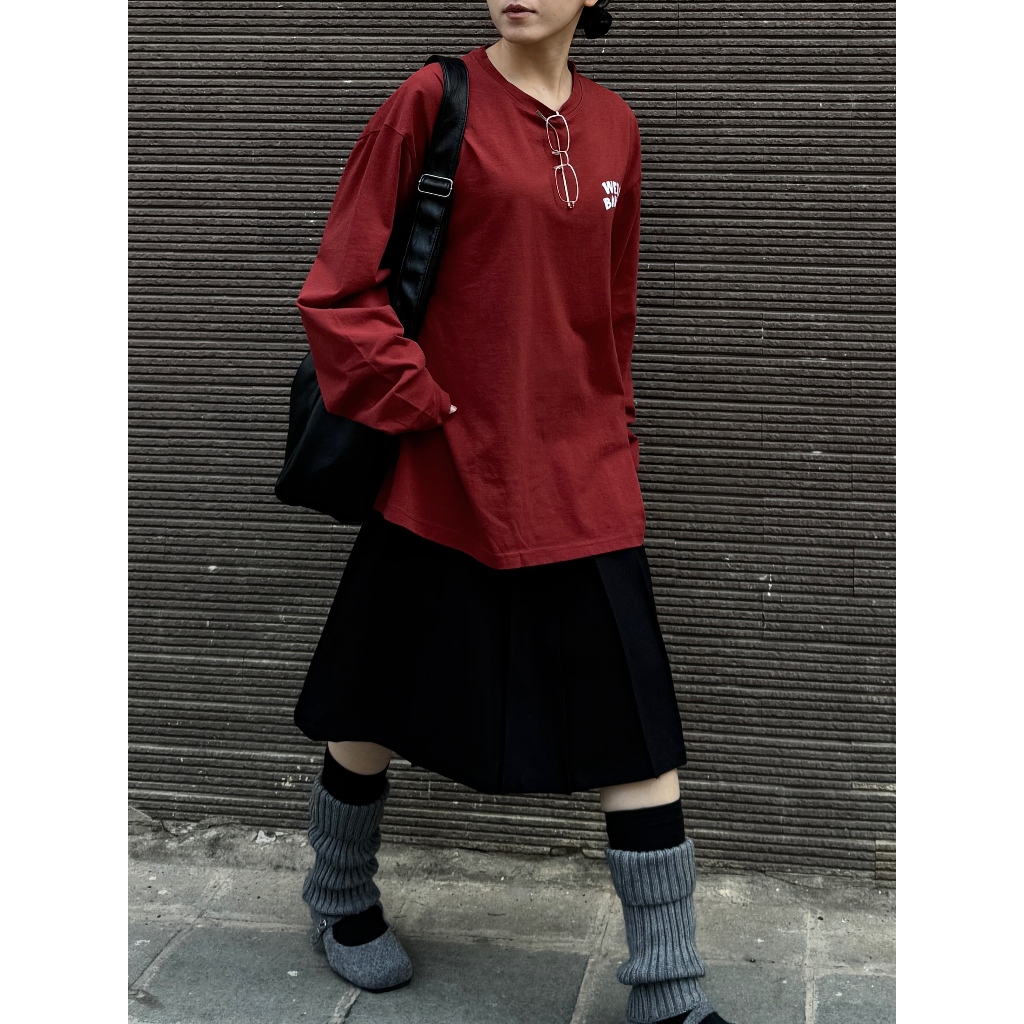 Ảnh Áo thun dài tay unisex Stuffing form rộng oversize chất cotton xịn mềm MC21.studios a3408 2