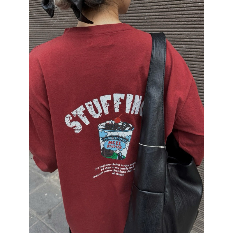Ảnh Áo thun dài tay unisex Stuffing form rộng oversize chất cotton xịn mềm MC21.studios a3408 3