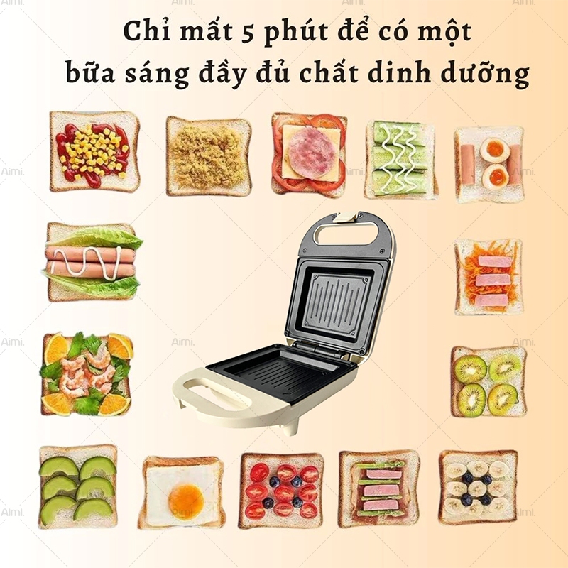 Aimi Máy Nướng Bánh Mì, Máy Nướng Bánh đa Năng Làm đồ ăn Sáng Tiện Lợi 520W