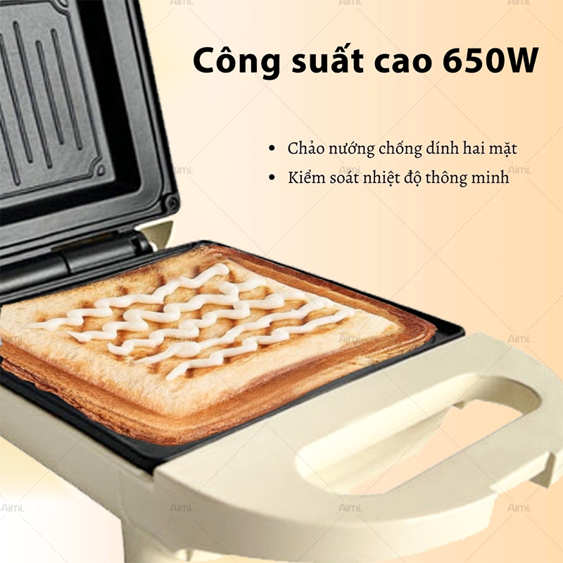 Aimi Máy Nướng Bánh Mì, Máy Nướng Bánh đa Năng Làm đồ ăn Sáng Tiện Lợi 520W