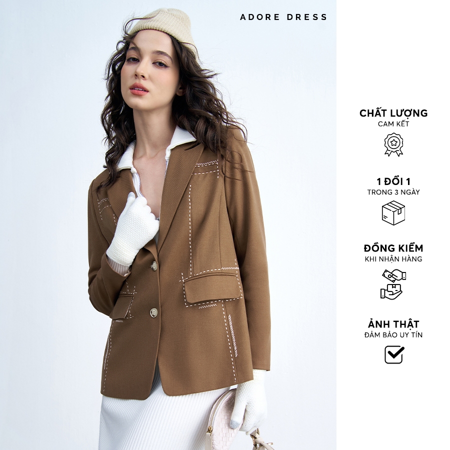 Ảnh 412BL1018 - Áo blazer dạ camel diễu chỉ ADORE DRESS 1