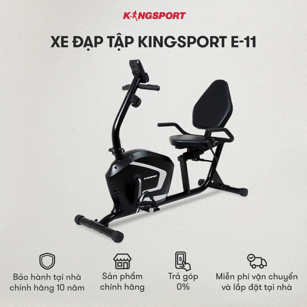 Xe đạp tập KINGSPORT E-11 đồng hồ điện tử thông minh, kháng lực từ tính với 8 cấp độ