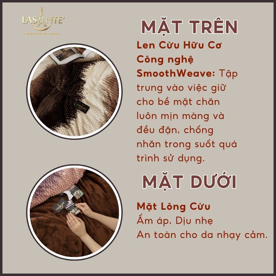 Ảnh Chăn Lông Cừu Chính Hãng Lasante 2m1x2m4 4,3 Kg Sang Trọng Ấm Nhanh Cho Mùa Đông Đại Hàn 2