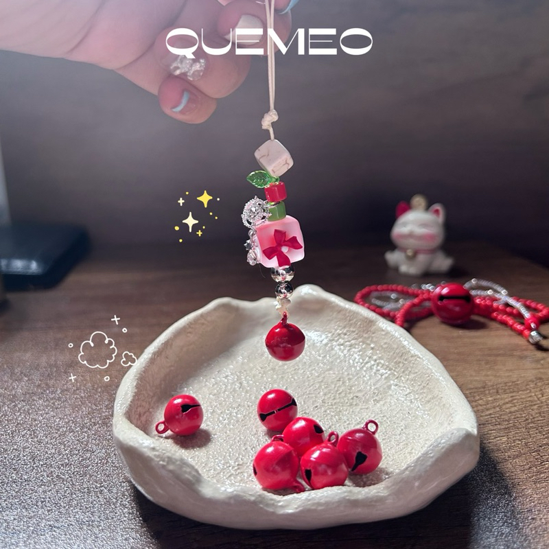 [SỈ] Móc khóa nơ đỏ May mắn đang yêu Ngọt ngào treo túi xách chìa khoá ba lo