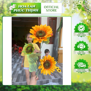 Combo 3 cành hướng dương 3b, dài 90cm ,bông 14cm thân phủ phấn hàng nhập