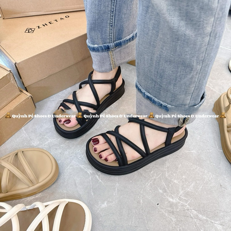 SANDAL DÂY CHÉO ĐẾ BÁNH MÌ 3CM QC FULLBOX [Hàng có sẵn]