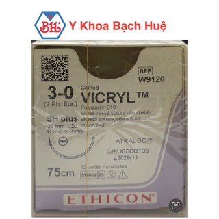Hộp 12 tép Chỉ phẫu thuật  VICRYL số 3/0 W9120, chỉ khâu Vicryl 3.0 ( hộp 12 tép)