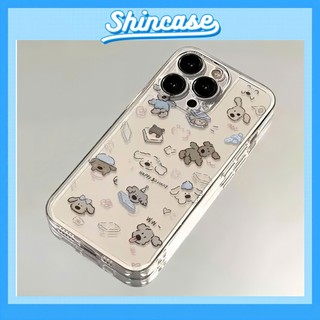 Ốp Lưng iPhone Gấu Xám Viền Thẳng Chống Sốc, Trong Suốt Bảo Vệ Camera iP 7/8/X/XS/11/12/13/14/15/16/17/Plus/Pro/Max/Air