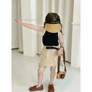 [B&G] Sét áo tăm đen kèm chân váy kaki túi hộp sang mịn cho bé gái từ 2-12 tuổi(13-45kg)