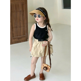 [B&G] Sét áo tăm đen kèm chân váy kaki túi hộp sang mịn cho bé gái từ 2-12 tuổi(13-45kg)