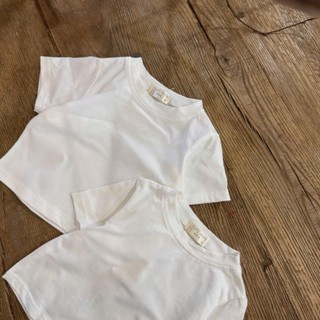 Áo trắng cotton ngắn tay cho bé 4-12kg. Áo thun cotton cộc tay mùa hè cho bé. Dino Kids