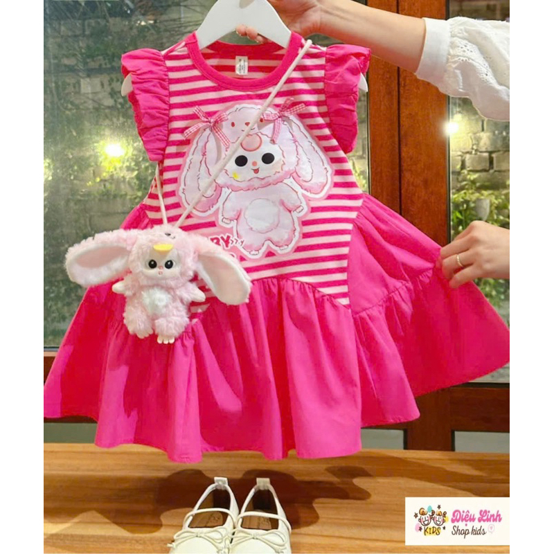 Đầm Baby three Hồng sen dáng xoè,siêu đẹp cho bé gái 8-36kg( không kèm gấu )DL61- Váy cho bé Diệu Linh shop kids
