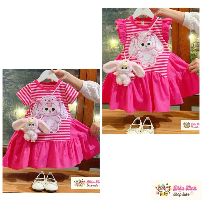 Đầm Baby three Hồng sen dáng xoè,siêu đẹp cho bé gái 8-36kg( không kèm gấu )DL61- Váy cho bé Diệu Linh shop kids