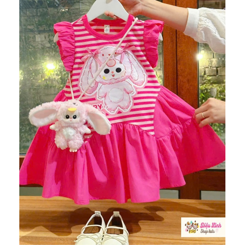 Đầm Baby three Hồng sen dáng xoè,siêu đẹp cho bé gái 8-36kg( không kèm gấu )DL61- Váy cho bé Diệu Linh shop kids