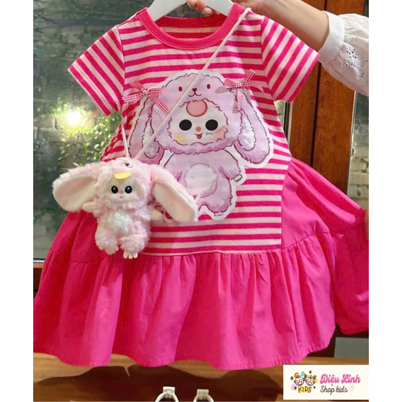 Đầm Baby three Hồng sen dáng xoè,siêu đẹp cho bé gái 8-36kg( không kèm gấu )DL61- Váy cho bé Diệu Linh shop kids