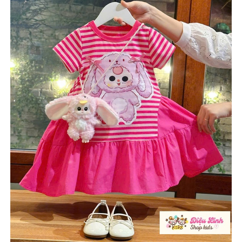 Đầm Baby three Hồng sen dáng xoè,siêu đẹp cho bé gái 8-36kg( không kèm gấu )DL61- Váy cho bé Diệu Linh shop kids