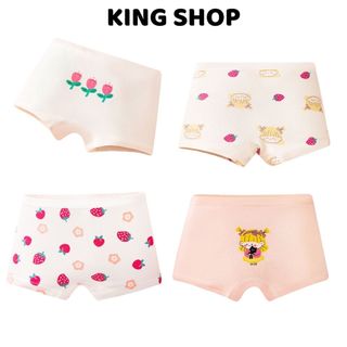 Combo 4 Quần Lót Cotton Đùi Bé Gái Cao Cấp Thoáng Khí, Quần Chip Mềm Mại An Toàn King Shop L-8026