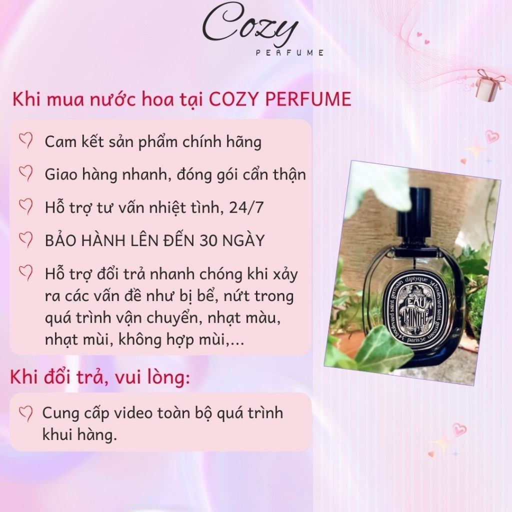 Nước hoa unisex Diptyque Eau de Minthe Chiết 5ml/10ml Hương thơm Tươi mát, Thanh lịch - Cozy Perfume