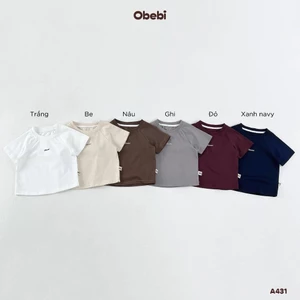 Áo Thun Raplang Cotton Thêu Chữ Mềm Mại Thoải Mái Cho Bé Trai Bế Gái Obebi A431